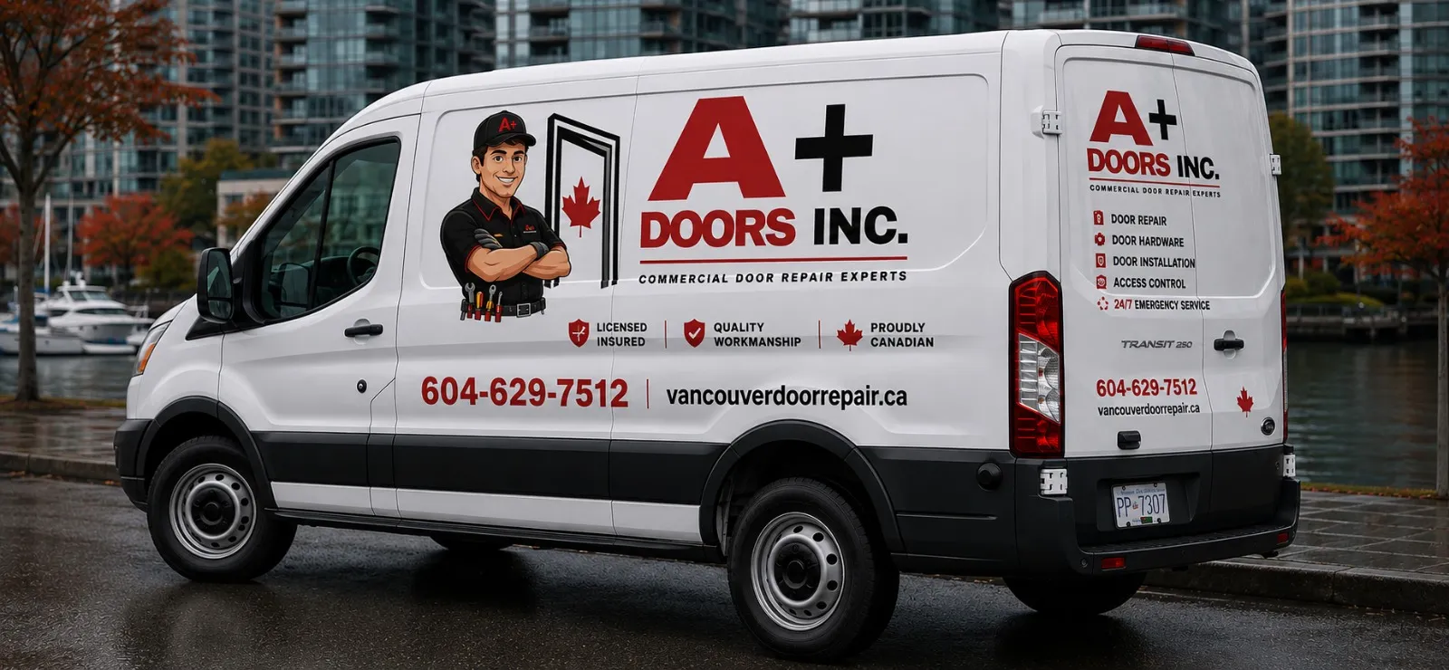 A+ Doors Inc. service van, Vancouver